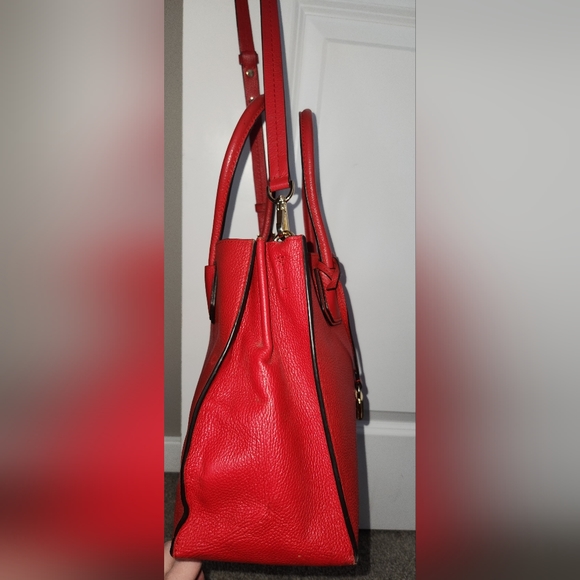Michael Kors Studio Mercer Leather Satchel / Shoulder Bag in Cherry Red - Picture 3 of 11